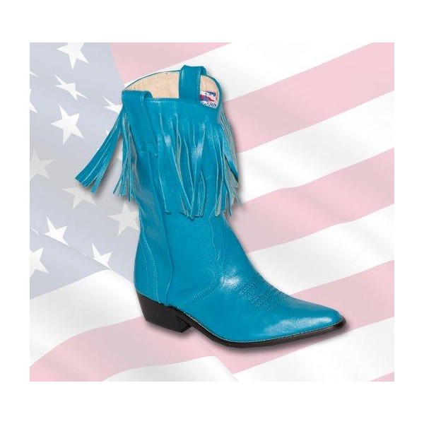 Bottes western femme, cuir et franges turquoise, modèle  LAS VEGAS . -  America Western Life
